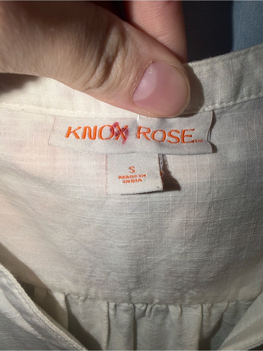 Knox Rose Cream Peasant Blouse with Orange Embroidery - Picture 4 of 4